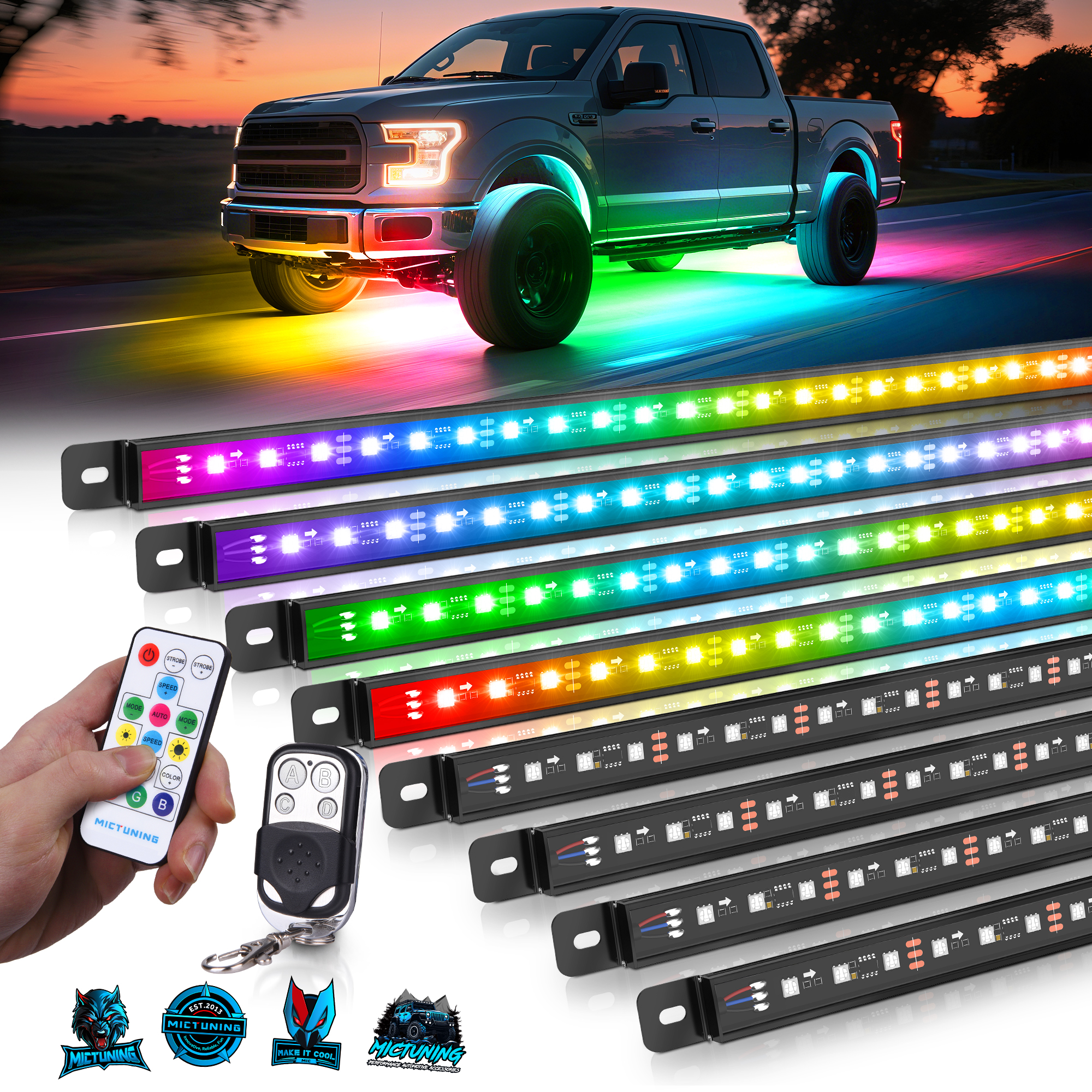 Rgb Underglow Strip - MICTUNING U8 Car Underglow Light Bar