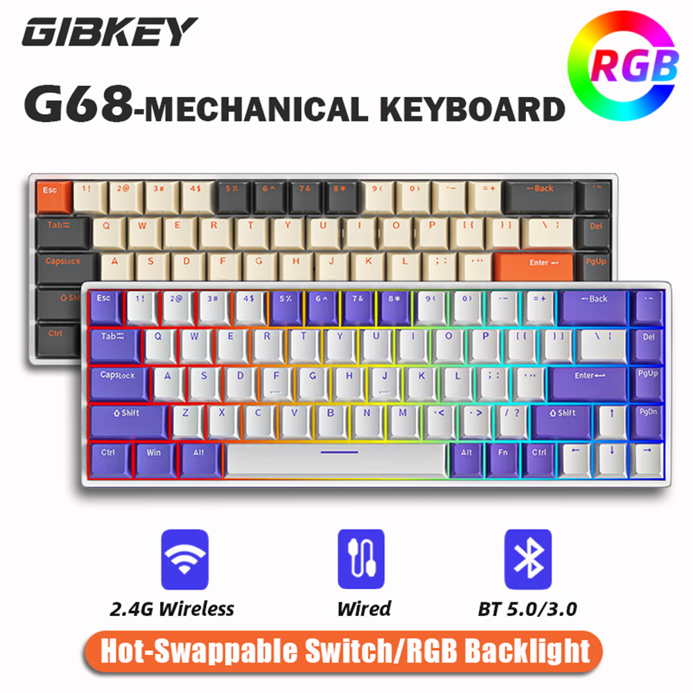 Gaming Keyboard Mini Mechanical - G68 Gaming Mechanical keyboard Wireless/Bluetooth Hot-Swappable