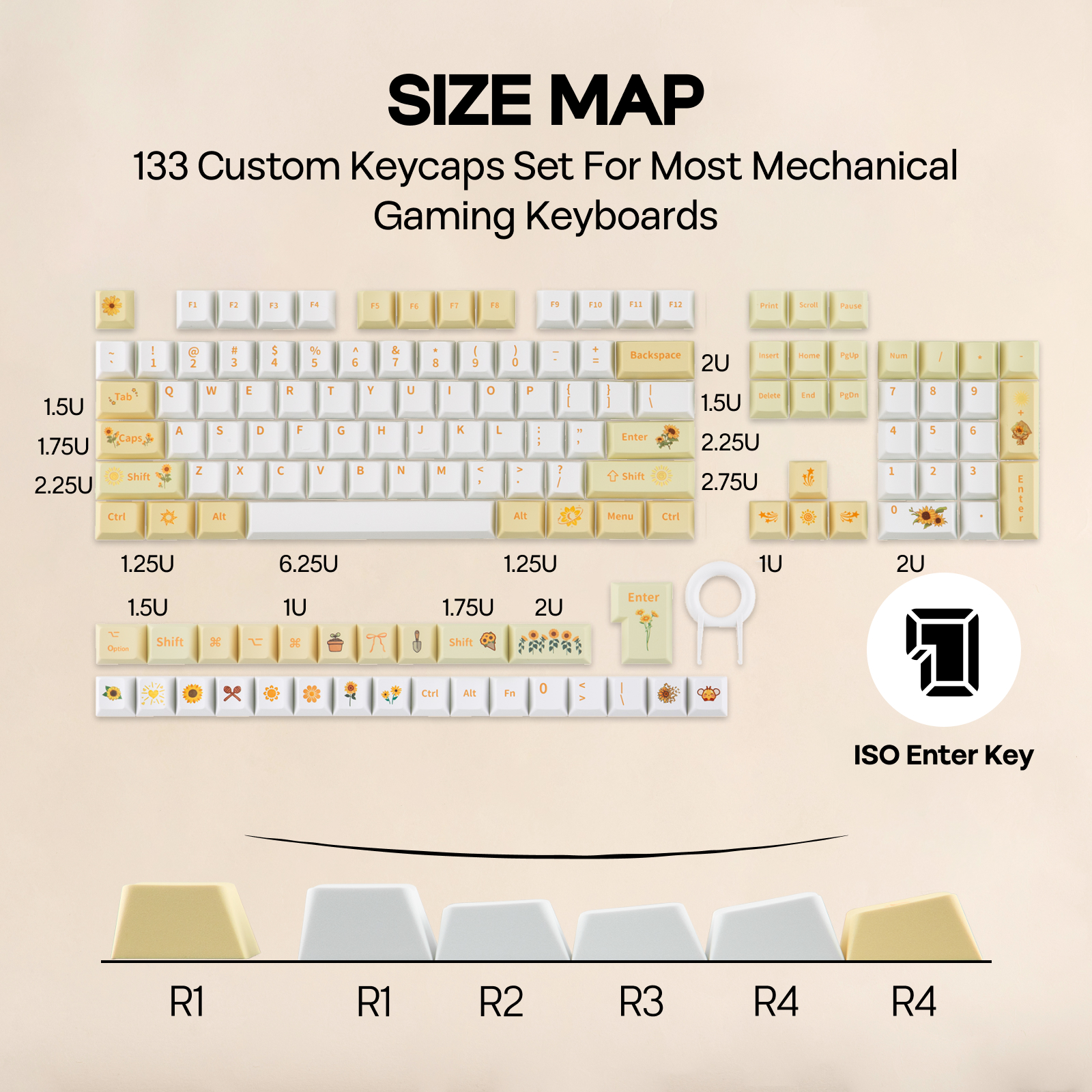 EPOMAKER Sunflower Keycaps Set - Gaming Keyboard Mechanical Wireless ulasan dan harga