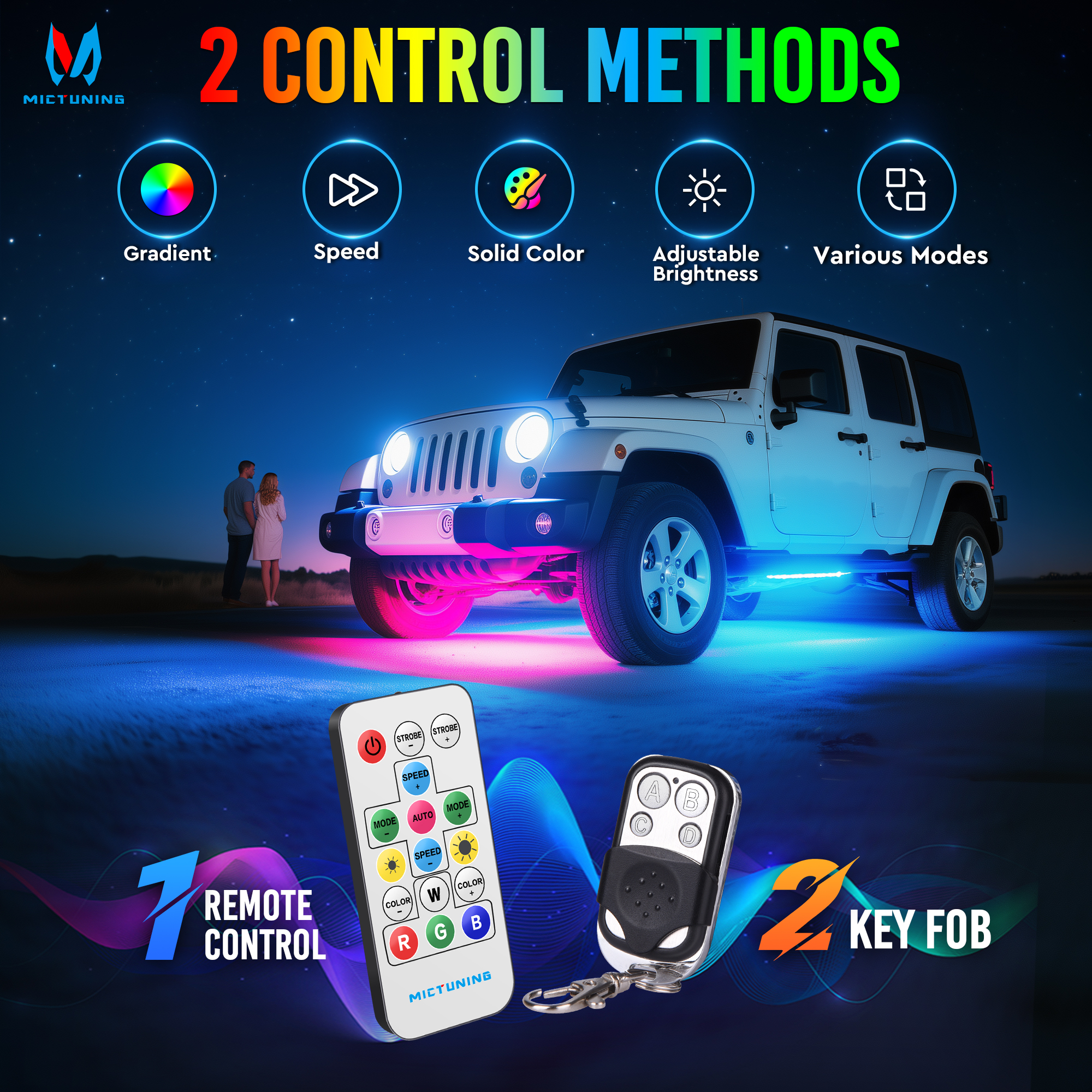 MICTUNING 8Pcs U8 RGB+IC Under - Rgb Underglow Strip ulasan dan harga