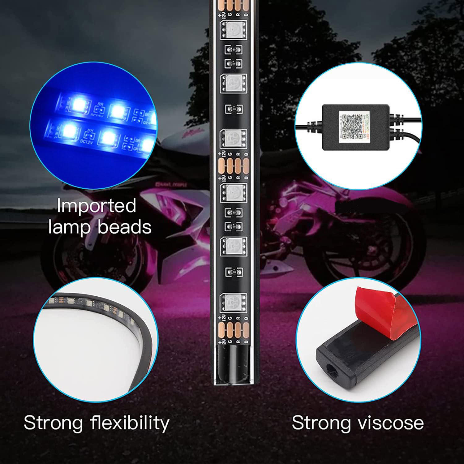 12in1 New Motorcycle Atmospher - Rgb Underglow Strip ulasan dan harga