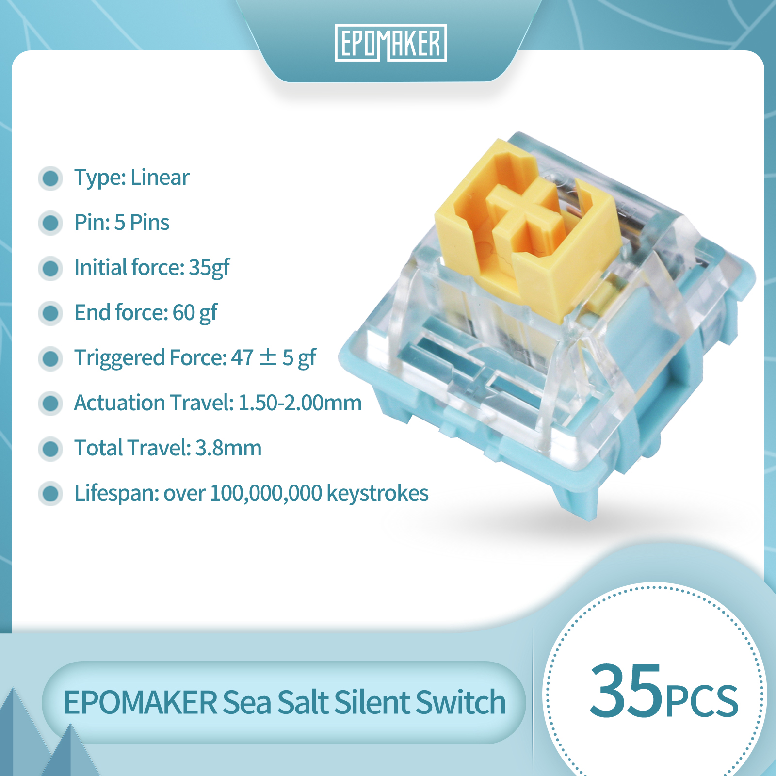 35 Pieces EPOMAKER Sea Salt Si - Gaming Keyboard Mechanical Wireless ulasan dan harga