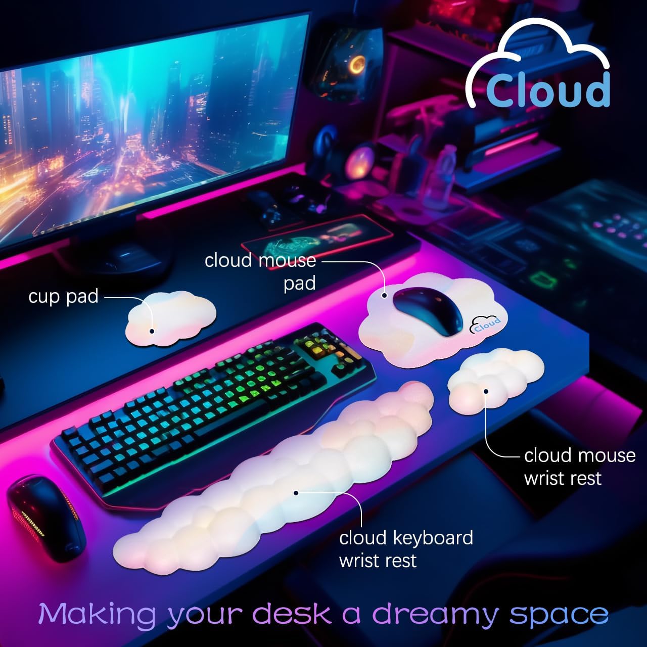 Ergonomic Cloud Wrist Rest wit - Gaming Keyboard Types ulasan dan harga