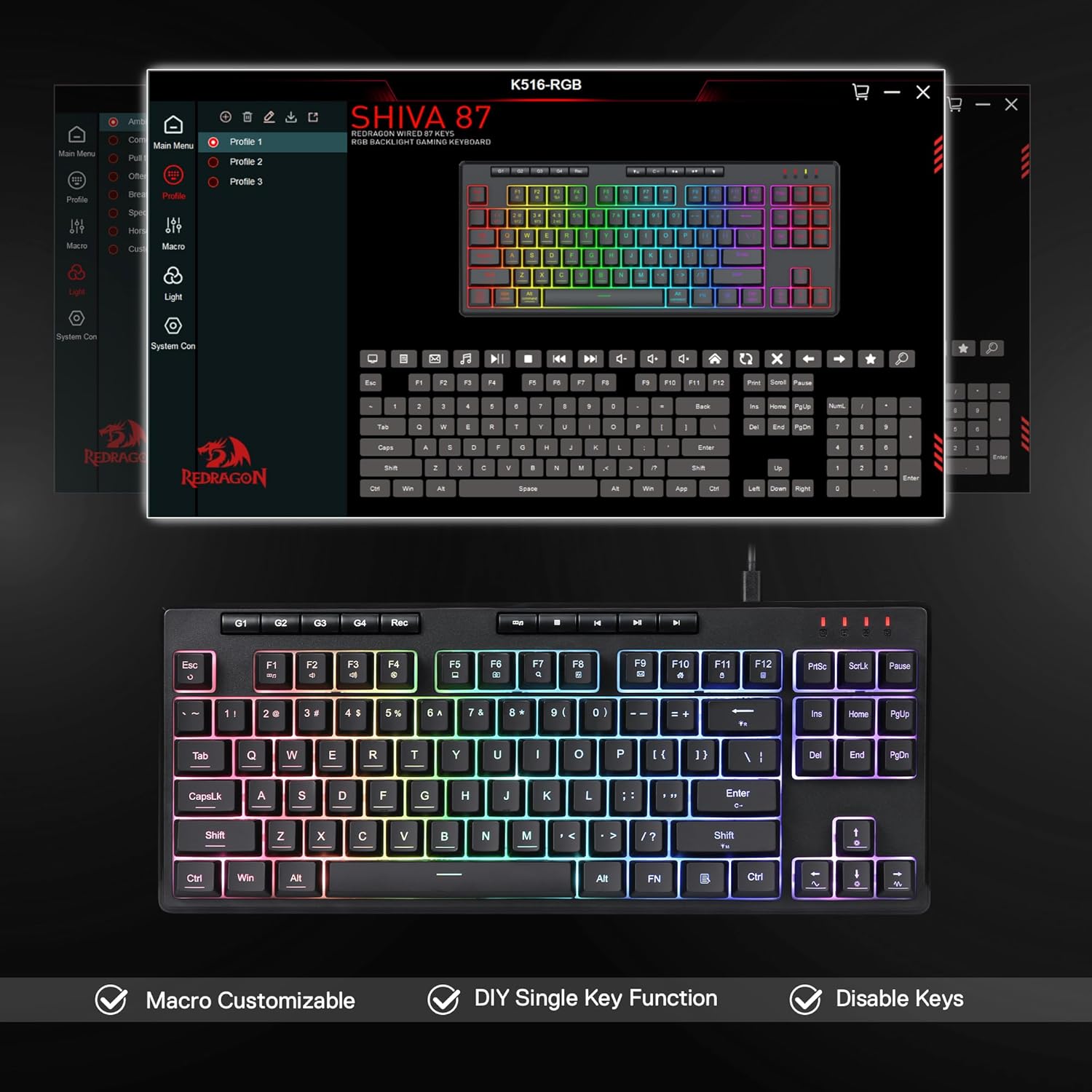 Redragon K516 Shiva TKL Wired  - Gaming Keyboard Tkl ulasan dan harga