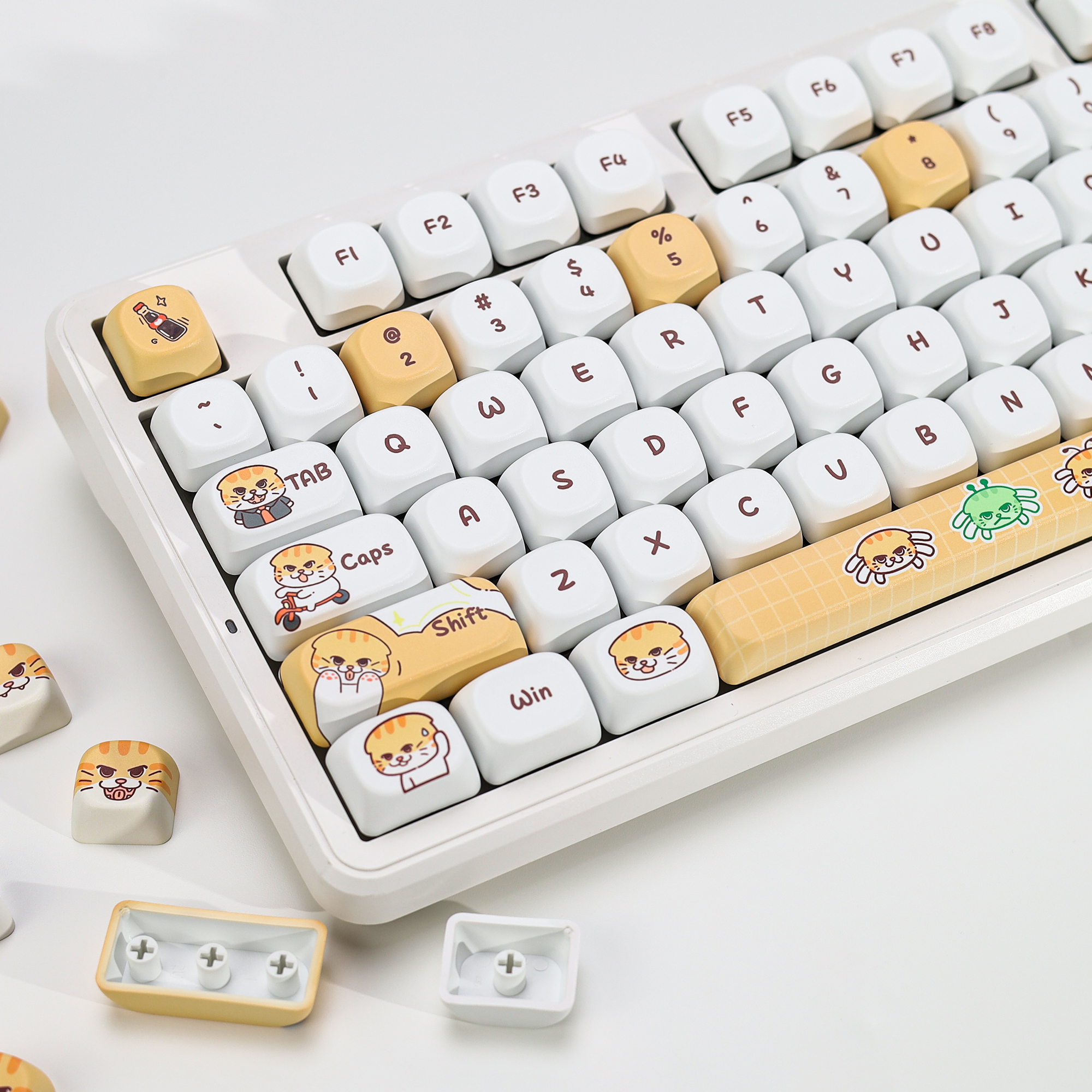 KBDiy Cute Bad Cat Theme Keyca - Gaming Keyboard No Number Pad ulasan dan harga