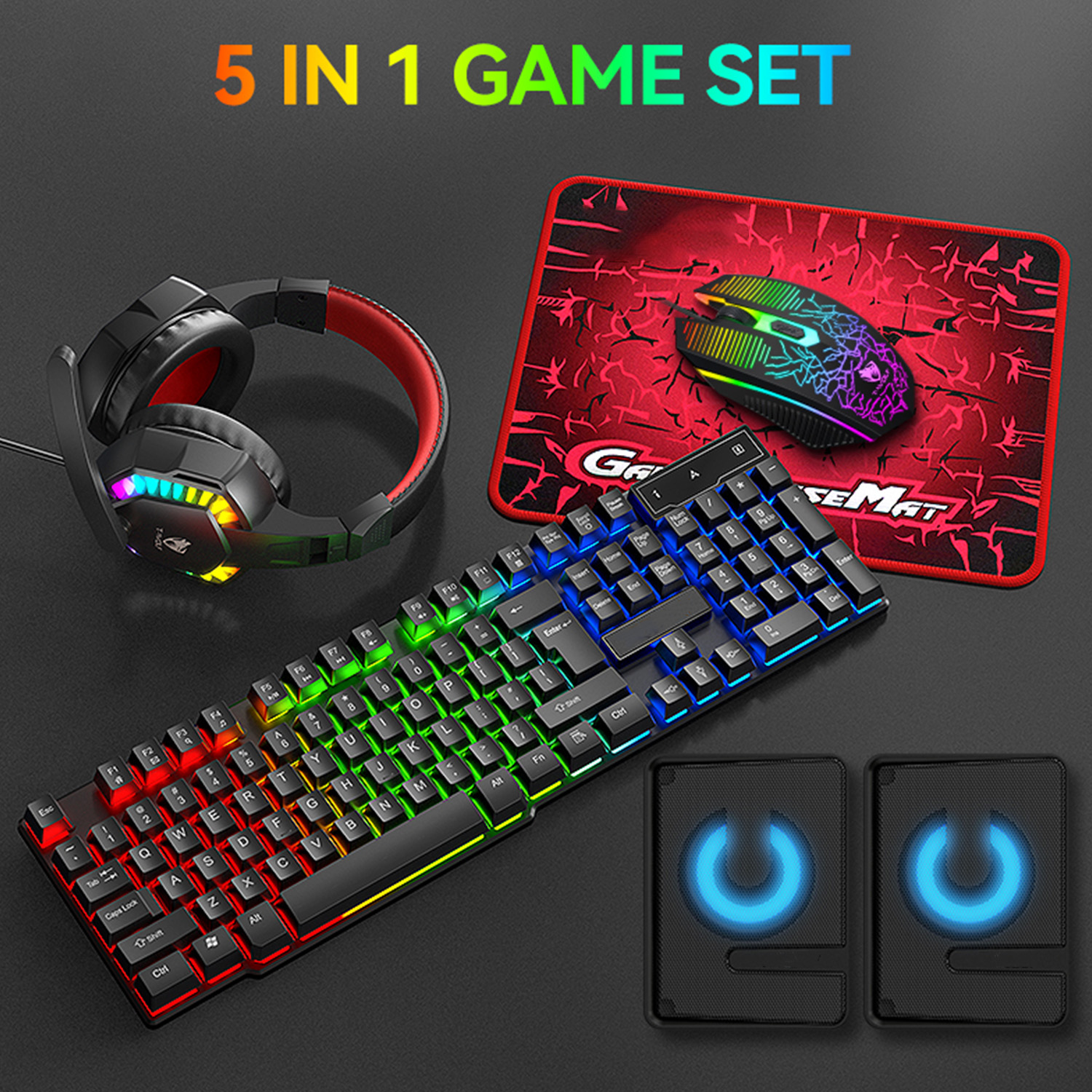 5-in-1 Set Gaming Combo Keyboa - Gaming Keyboard Extension ulasan dan harga