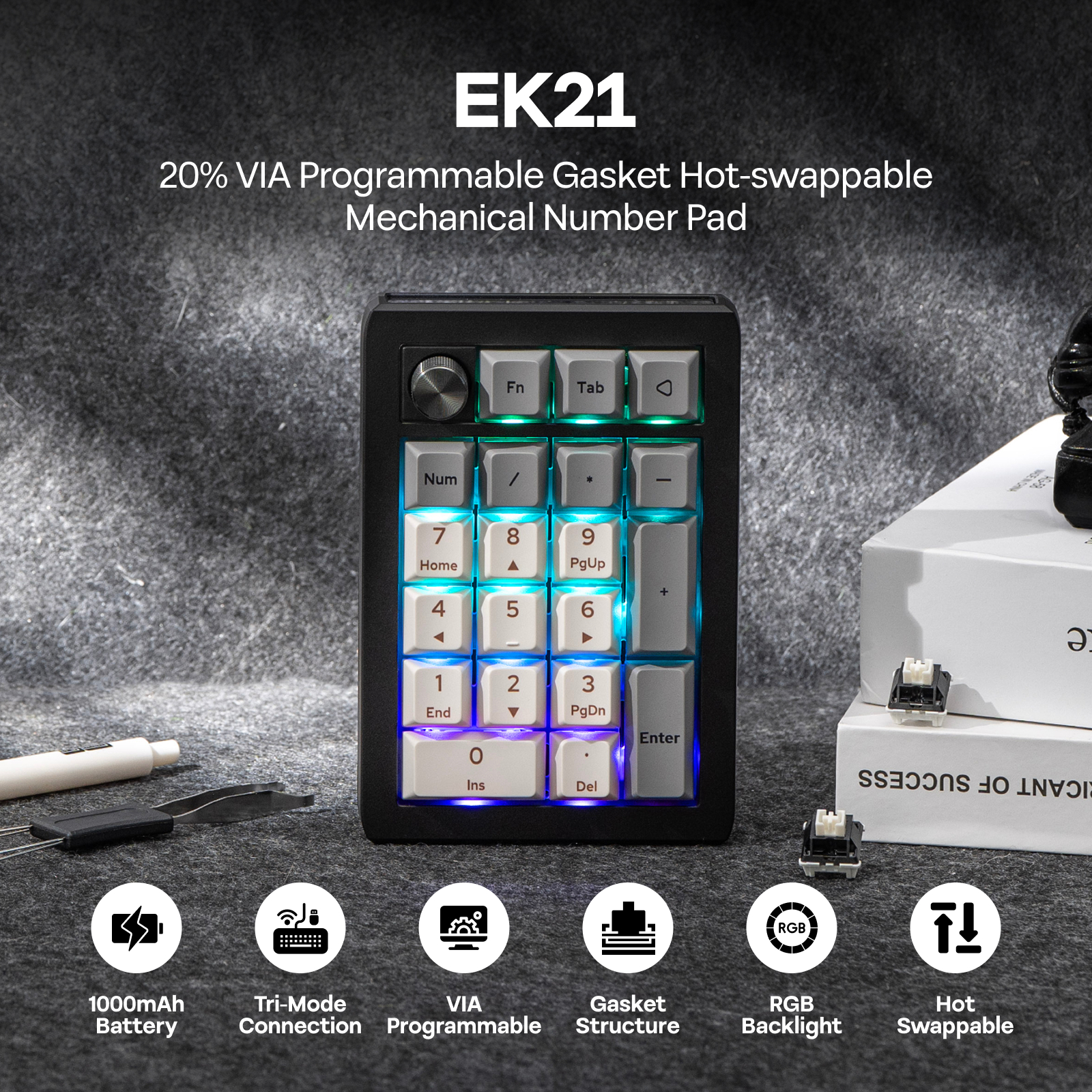 EPOMAKER EK21 VIA 20% Gasket W - Gaming Keyboard Mini Mechanical ulasan dan harga