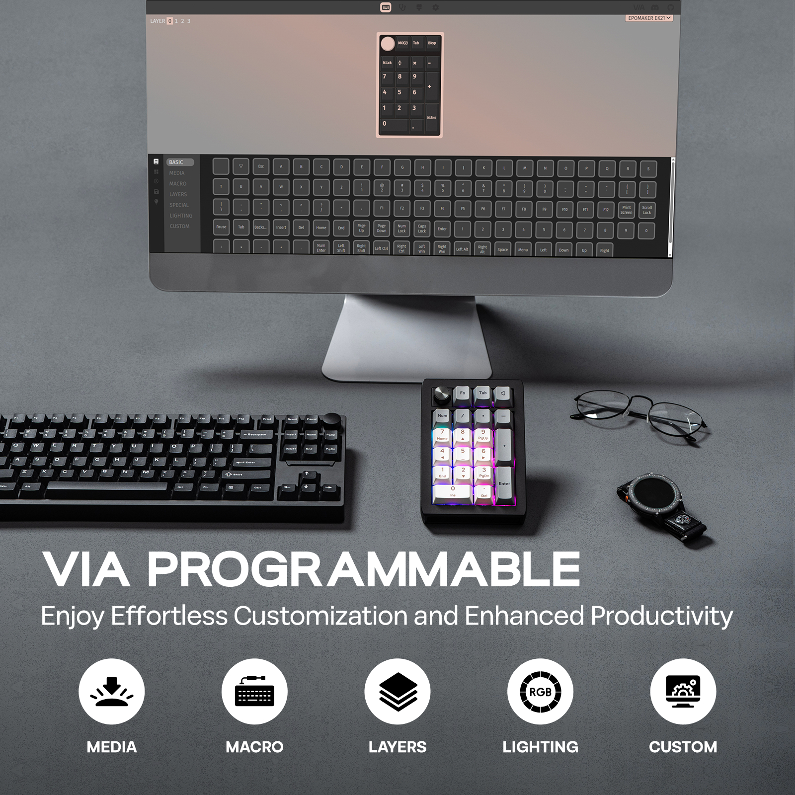 EPOMAKER EK21 VIA 20% Gasket W - Gaming Keyboard Mini Mechanical ulasan dan harga